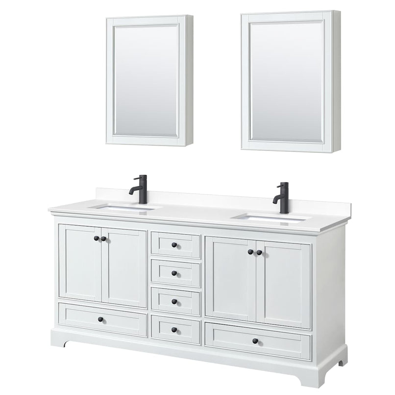 Deborah 72" Free Standing Double Basin Vanity Set with Cultured Marble Vanity Top and Framed Mirror - image 1