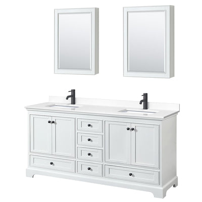 Deborah 72" Free Standing Double Basin Vanity Set with Cultured Marble Vanity Top and Framed Mirror - image 1