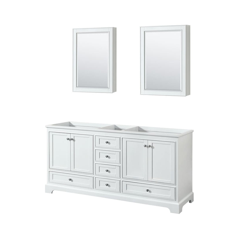 Deborah 71" Free Standing Double Wood Vanity Cabinet Only with Mirror - Less Vanity Top - image 1