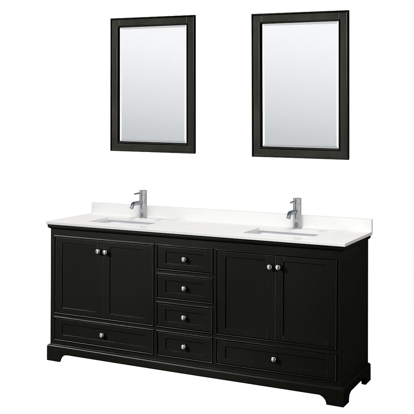 Deborah 80" Free Standing Double Basin Vanity Set with Cabinet, Quartz Vanity Top, and Framed Mirror - image 8