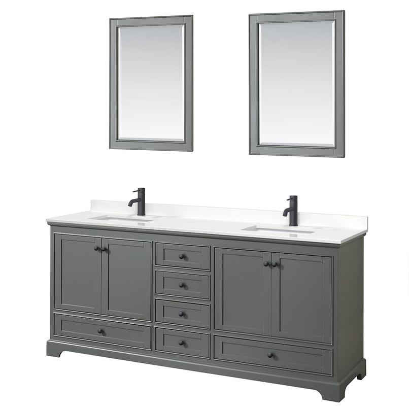 Deborah 80" Free Standing Double Basin Vanity Set with Cabinet, Quartz Vanity Top, and Framed Mirror - image 11