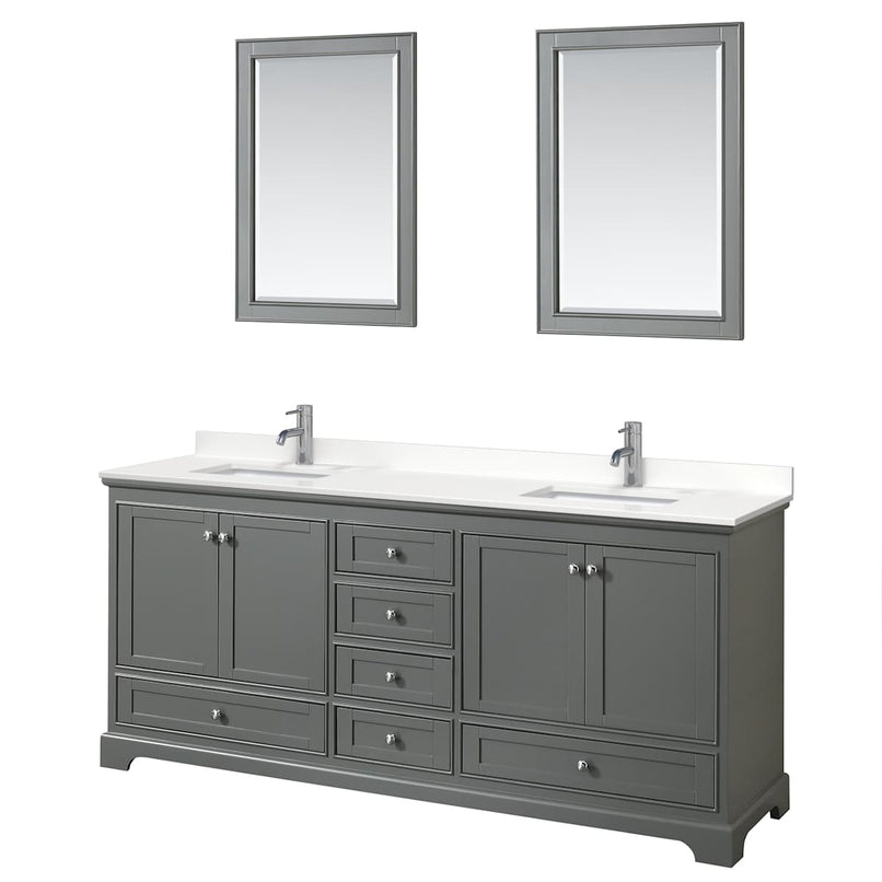 Deborah 80" Free Standing Double Basin Vanity Set with Cabinet, Quartz Vanity Top, and Framed Mirror - image 13