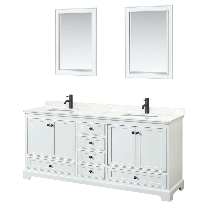 Deborah 80" Free Standing Double Basin Vanity Set with Cabinet, Quartz Vanity Top, and Framed Mirror - image 14
