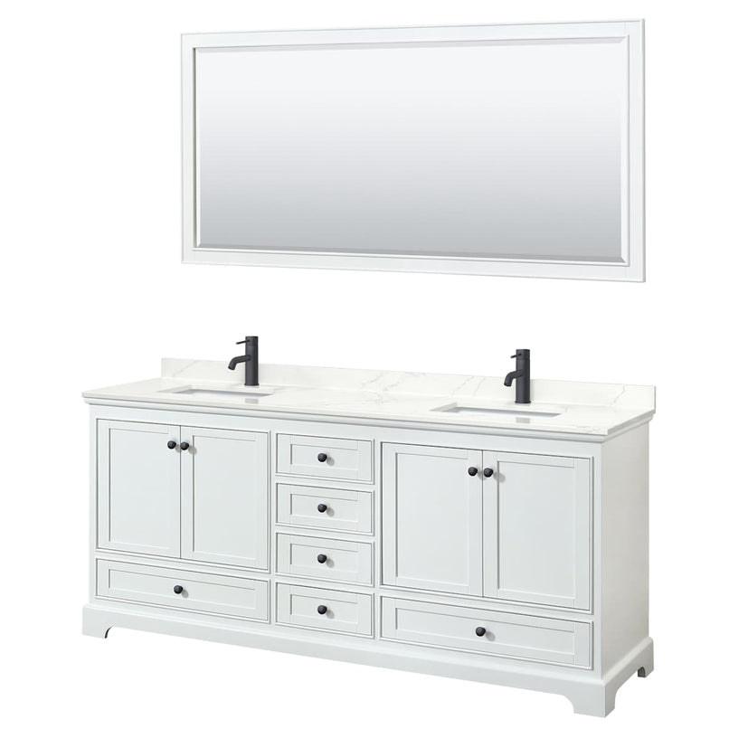 Deborah 80" Free Standing Double Basin Vanity Set with Cabinet, Quartz Vanity Top, and Framed Mirror - image 15