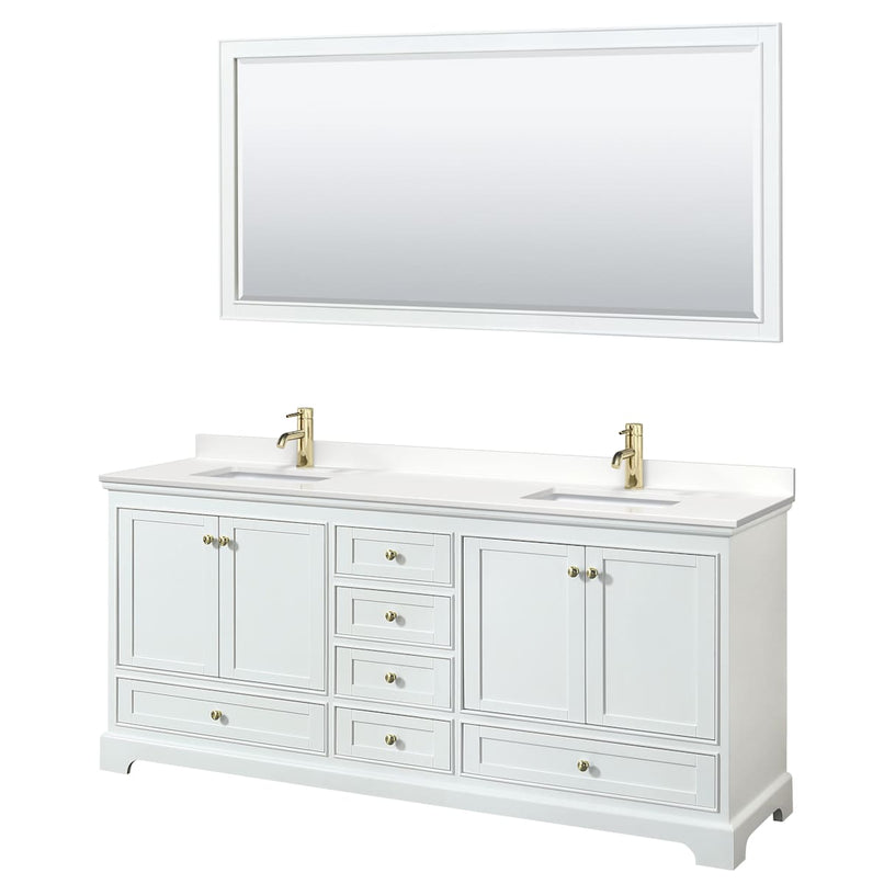 Deborah 80" Free Standing Double Basin Vanity Set with Cabinet, Quartz Vanity Top, and Framed Mirror - image 19