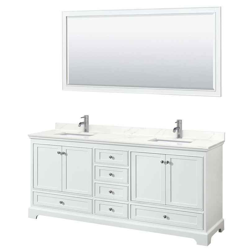Deborah 80" Free Standing Double Basin Vanity Set with Cabinet, Quartz Vanity Top, and Framed Mirror - image 20