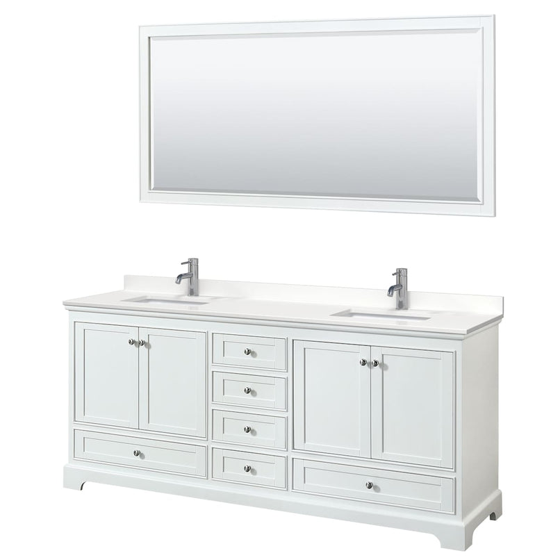 Deborah 80" Free Standing Double Basin Vanity Set with Cabinet, Quartz Vanity Top, and Framed Mirror - image 21