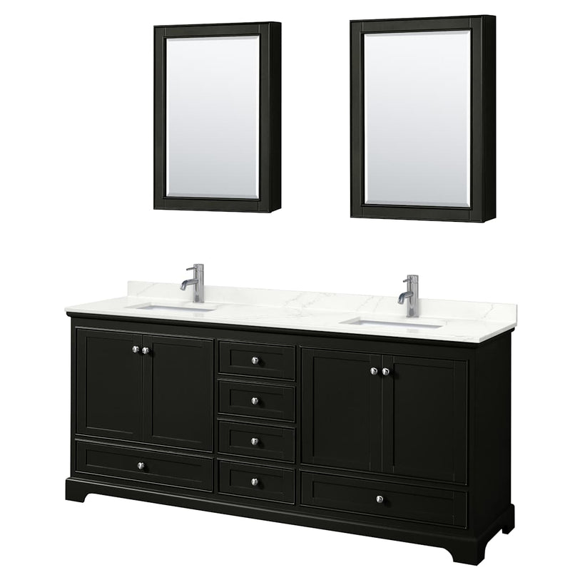 Deborah 80" Free Standing Double Basin Vanity Set with Cabinet, Quartz Vanity Top, and Medicine Cabinet - image 2