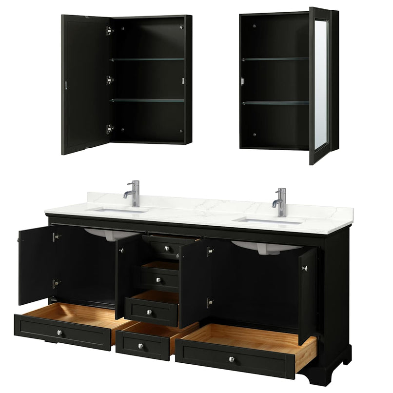 Deborah 80" Free Standing Double Basin Vanity Set with Cabinet, Quartz Vanity Top, and Medicine Cabinet - image 3