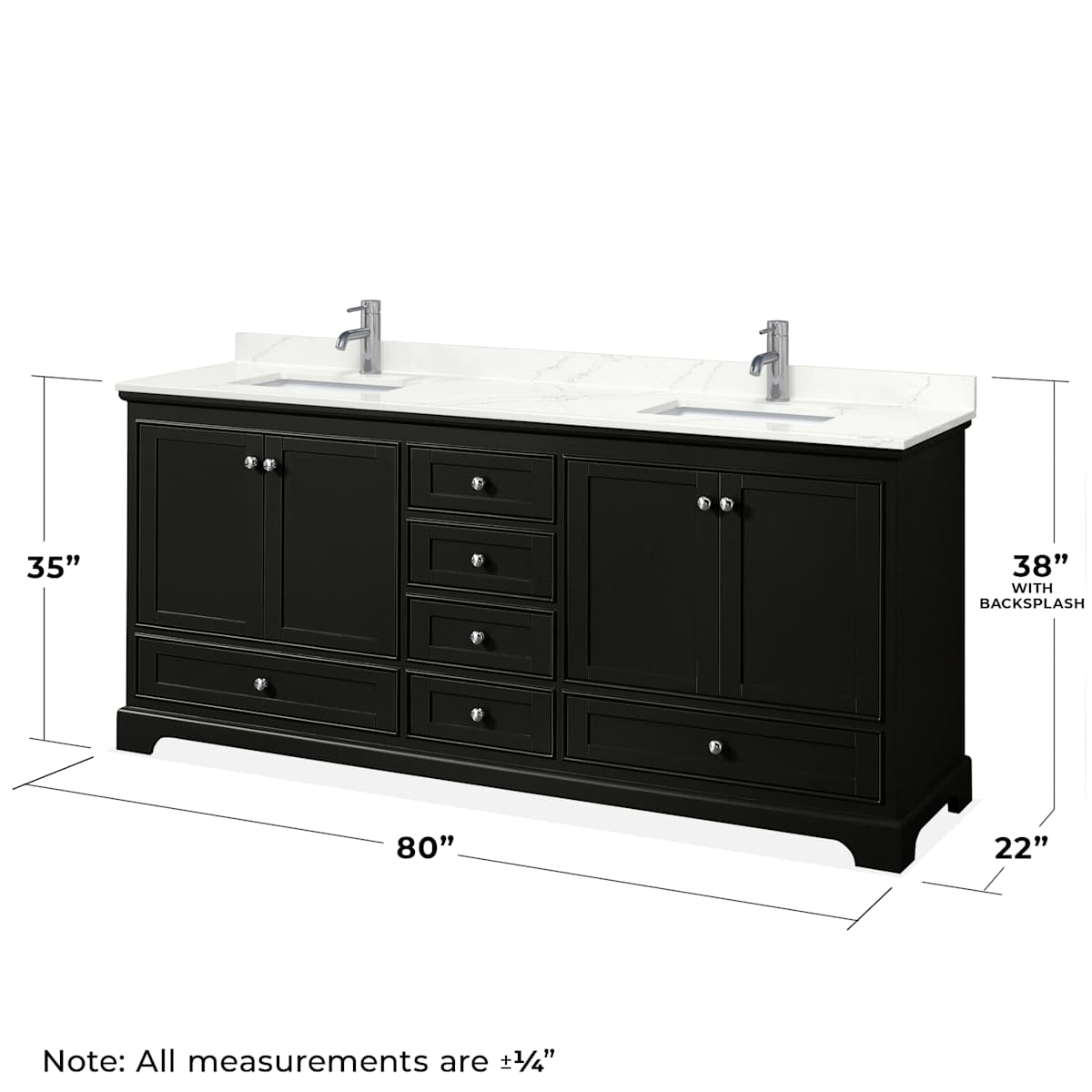 Deborah 80" Free Standing Double Basin Vanity Set with Cabinet, Quartz Vanity Top, and Medicine Cabinet