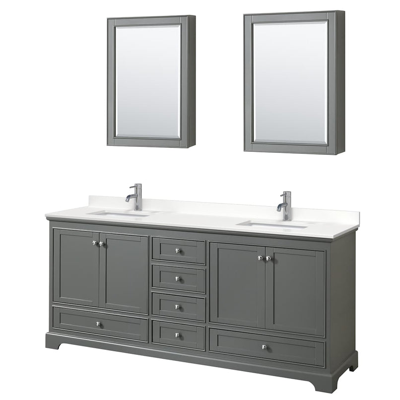 Deborah 80" Free Standing Double Basin Vanity Set with Cabinet, Quartz Vanity Top, and Medicine Cabinet - image 14