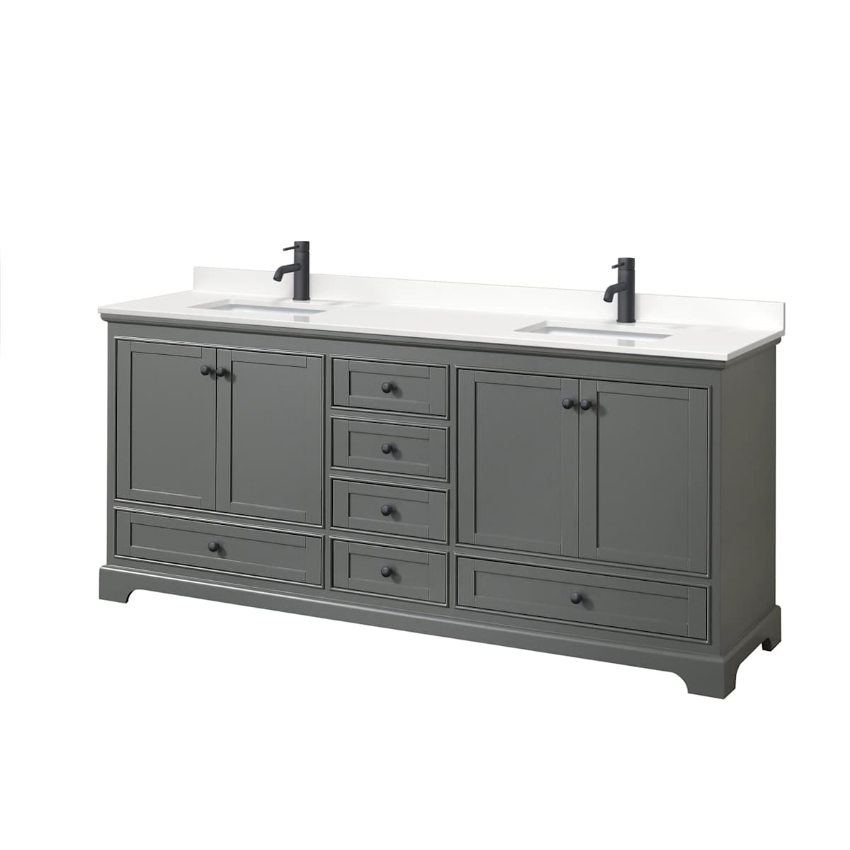 Deborah 80" Free Standing Double Basin Vanity Set with Cabinet and Quartz Vanity Top