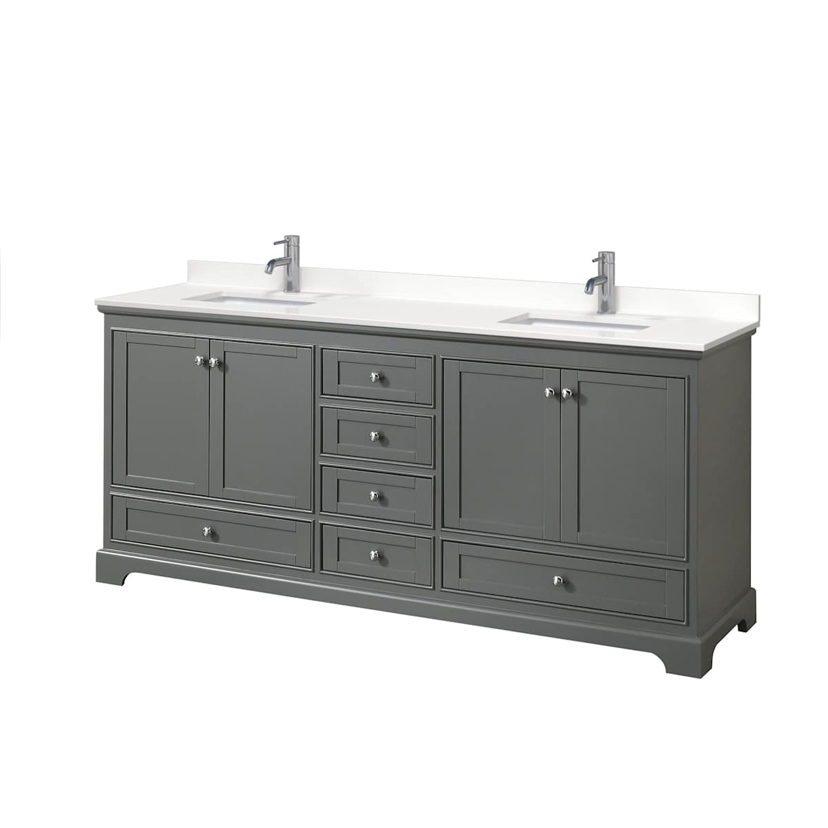 Deborah 80" Free Standing Double Basin Vanity Set with Cabinet and Quartz Vanity Top