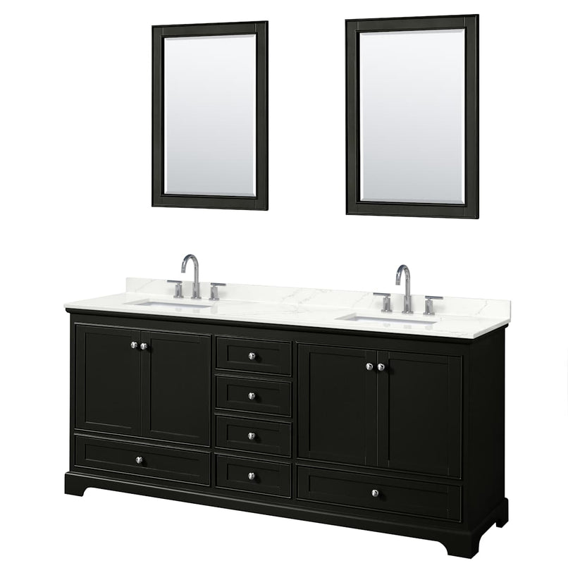 Deborah 80" Free Standing Double Basin Vanity Set with Cabinet, Quartz Vanity Top, and Framed Mirror - image 2