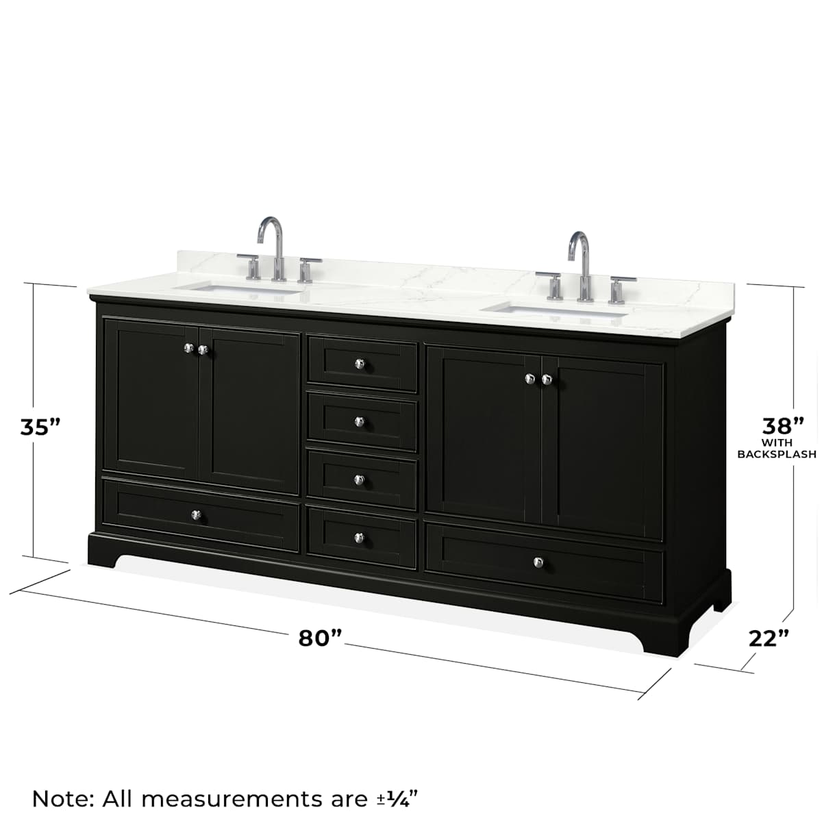 Deborah 80" Free Standing Double Basin Vanity Set with Cabinet, Quartz Vanity Top, and Framed Mirror - image 7