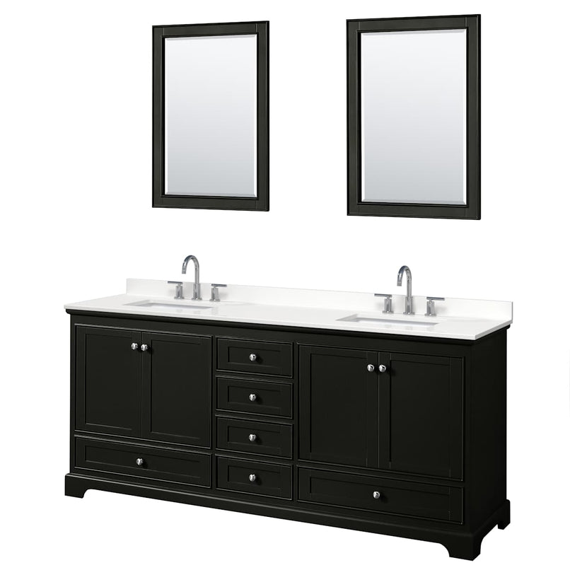 Deborah 80" Free Standing Double Basin Vanity Set with Cabinet, Quartz Vanity Top, and Framed Mirror - image 9