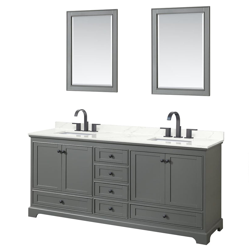 Deborah 80" Free Standing Double Basin Vanity Set with Cabinet, Quartz Vanity Top, and Framed Mirror - image 10