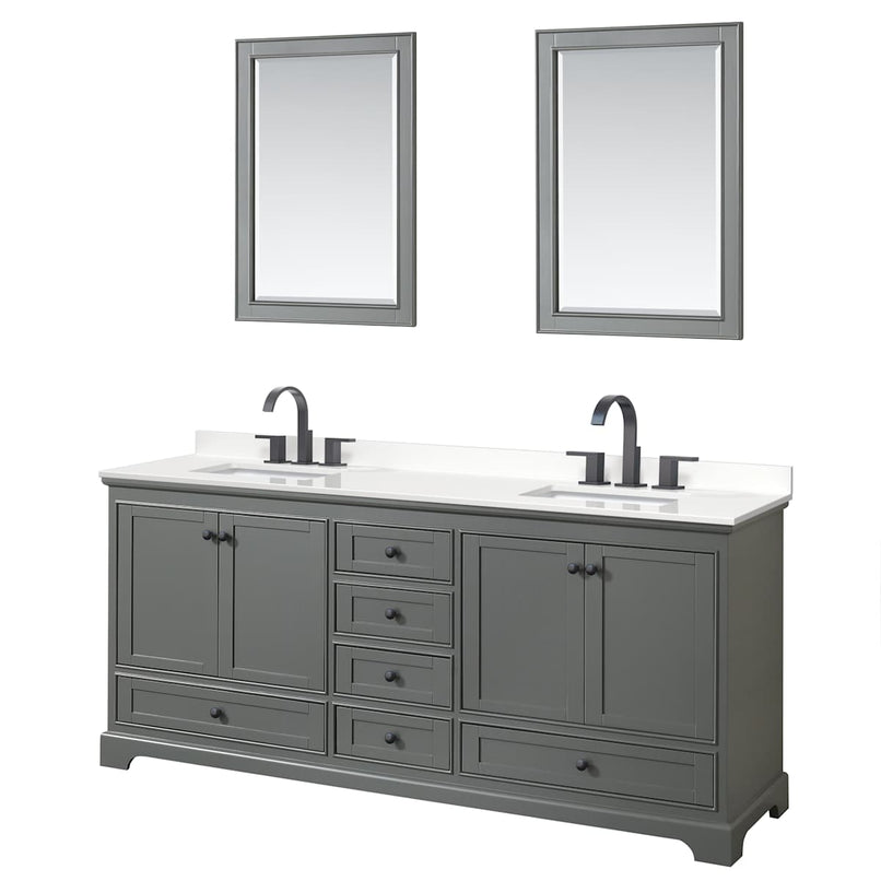 Deborah 80" Free Standing Double Basin Vanity Set with Cabinet, Quartz Vanity Top, and Framed Mirror - image 12