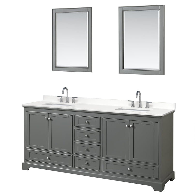 Deborah 80" Free Standing Double Basin Vanity Set with Cabinet, Quartz Vanity Top, and Framed Mirror - image 14