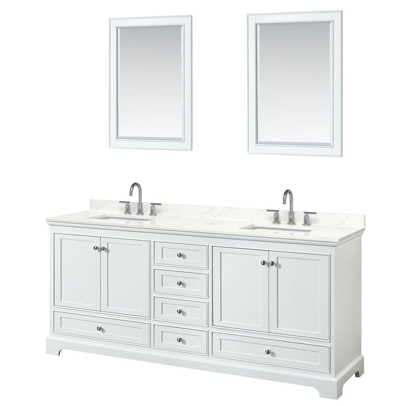 Deborah 80" Free Standing Double Basin Vanity Set with Cabinet, Quartz Vanity Top, and Framed Mirror - image 20
