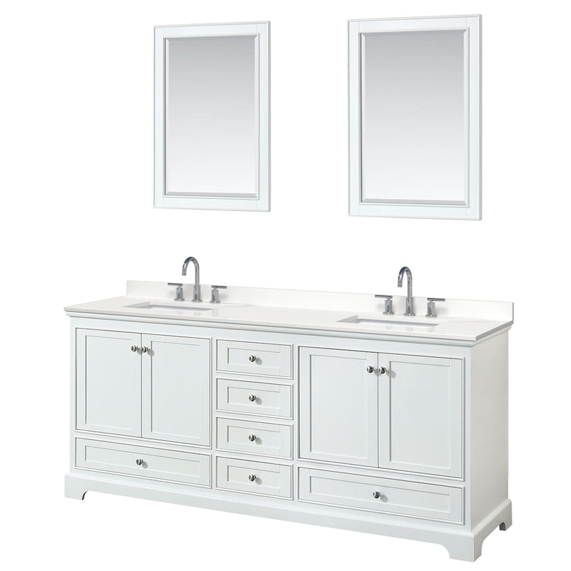 Deborah 80" Free Standing Double Basin Vanity Set with Cabinet, Quartz Vanity Top, and Framed Mirror - image 21
