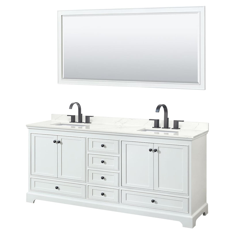 Deborah 80" Free Standing Double Basin Vanity Set with Cabinet, Quartz Vanity Top, and Framed Mirror - image 15