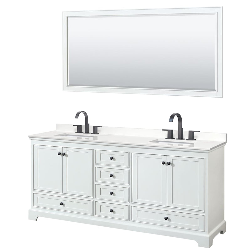 Deborah 80" Free Standing Double Basin Vanity Set with Cabinet, Quartz Vanity Top, and Framed Mirror - image 17