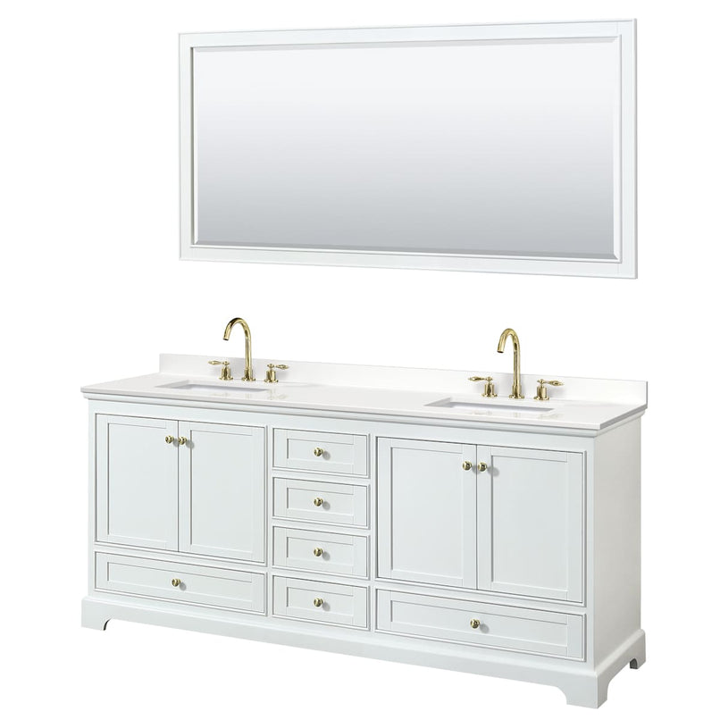 Deborah 80" Free Standing Double Basin Vanity Set with Cabinet, Quartz Vanity Top, and Framed Mirror - image 19