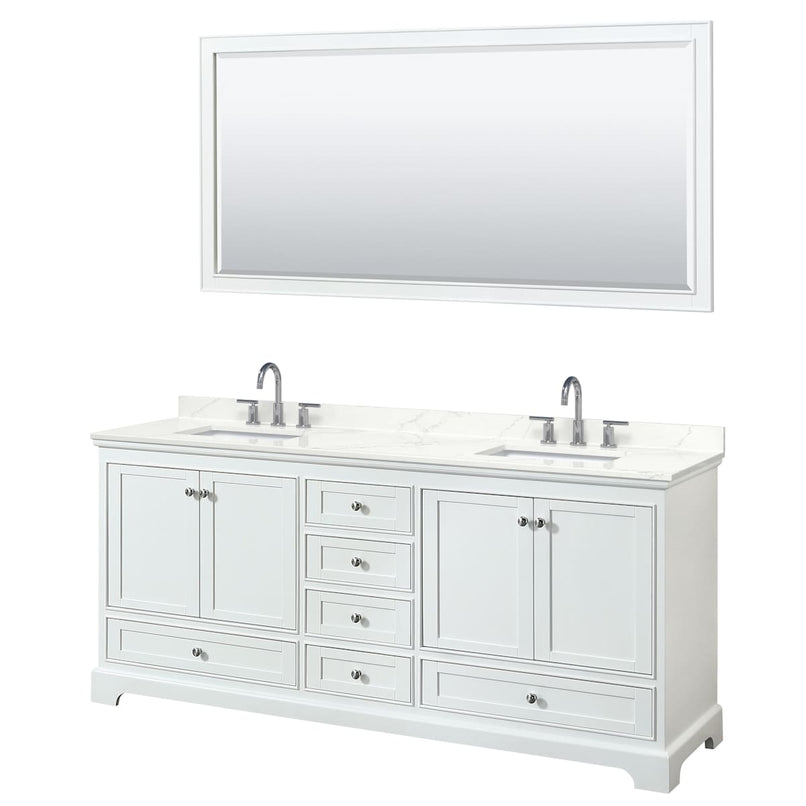 Deborah 80" Free Standing Double Basin Vanity Set with Cabinet, Quartz Vanity Top, and Framed Mirror - image 20