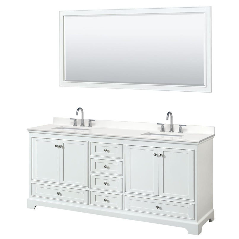 Deborah 80" Free Standing Double Basin Vanity Set with Cabinet, Quartz Vanity Top, and Framed Mirror - image 21