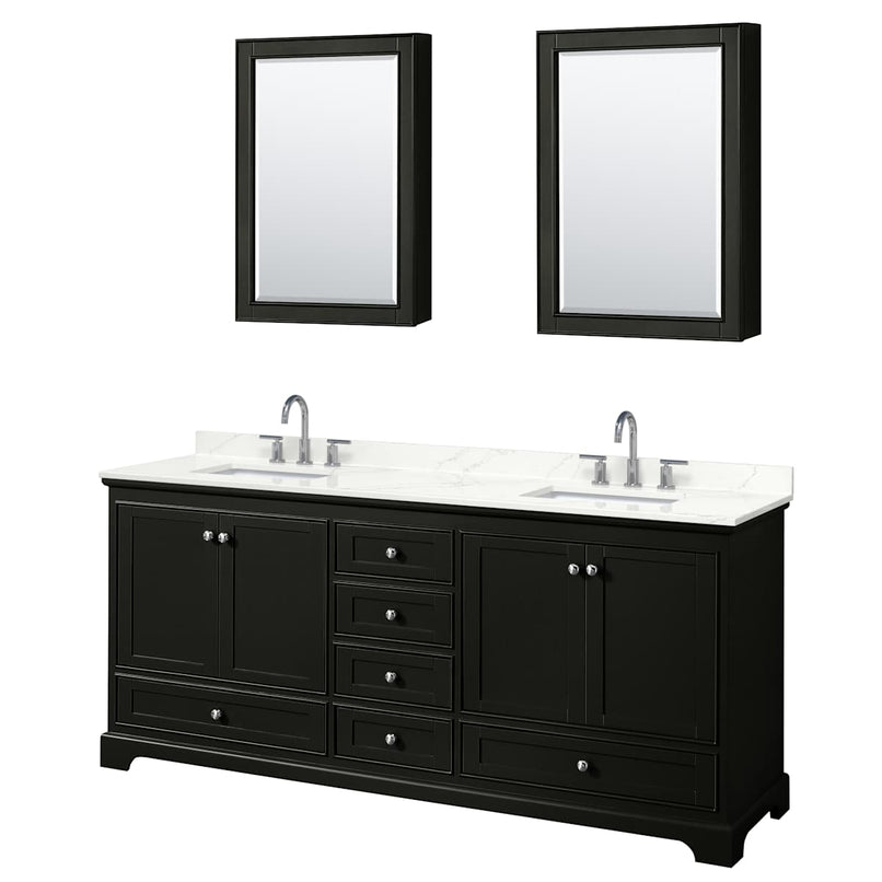 Deborah 80" Free Standing Double Basin Vanity Set with Cabinet, Quartz Vanity Top, and Medicine Cabinet - image 2