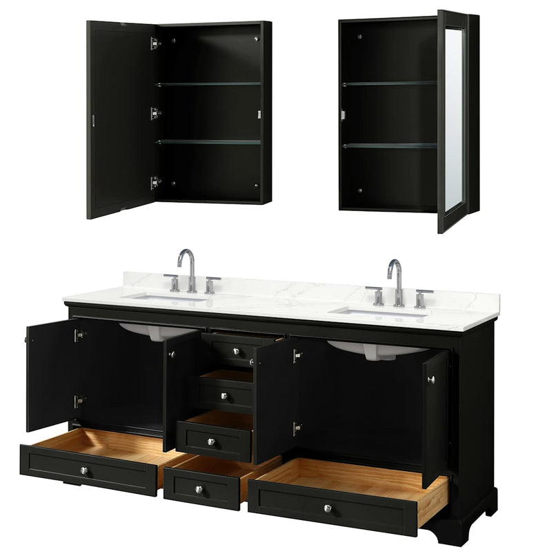 Deborah 80" Free Standing Double Basin Vanity Set with Cabinet, Quartz Vanity Top, and Medicine Cabinet - image 3