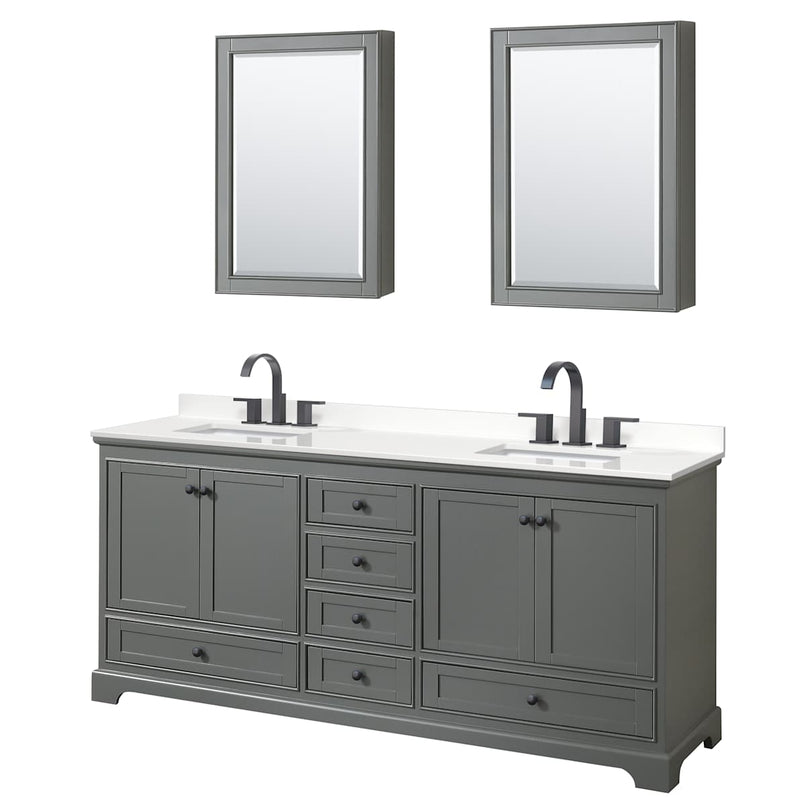 Deborah 80" Free Standing Double Basin Vanity Set with Cabinet, Quartz Vanity Top, and Medicine Cabinet - image 12