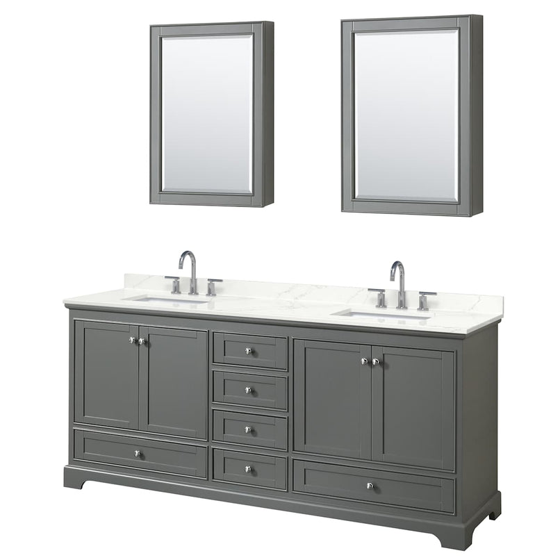 Deborah 80" Free Standing Double Basin Vanity Set with Cabinet, Quartz Vanity Top, and Medicine Cabinet - image 13