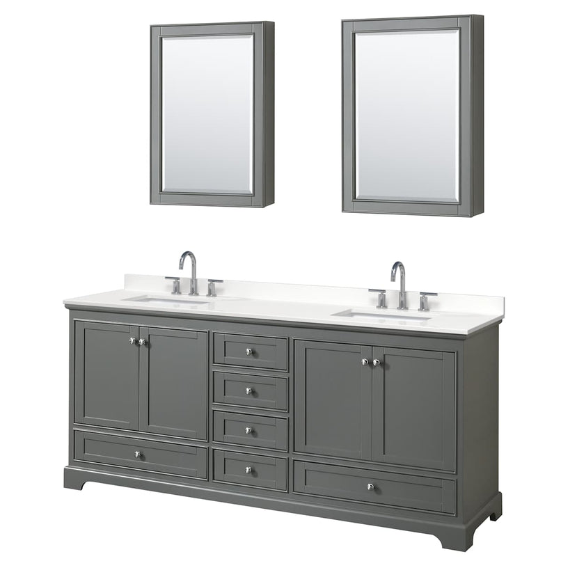 Deborah 80" Free Standing Double Basin Vanity Set with Cabinet, Quartz Vanity Top, and Medicine Cabinet - image 14