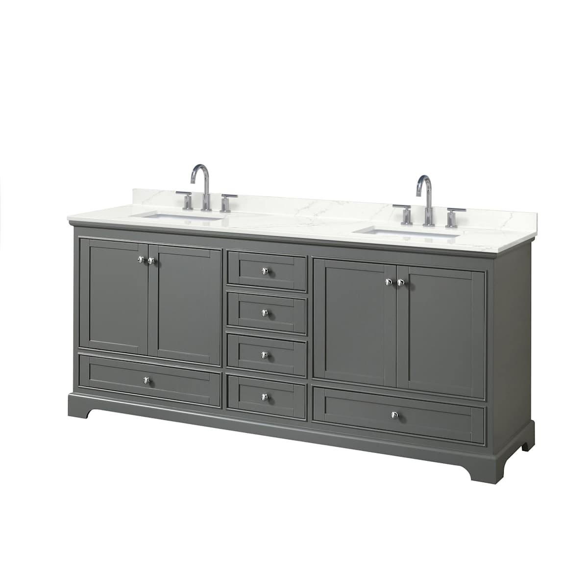 Deborah 80" Free Standing Double Basin Vanity Set with Cabinet and Quartz Vanity Top