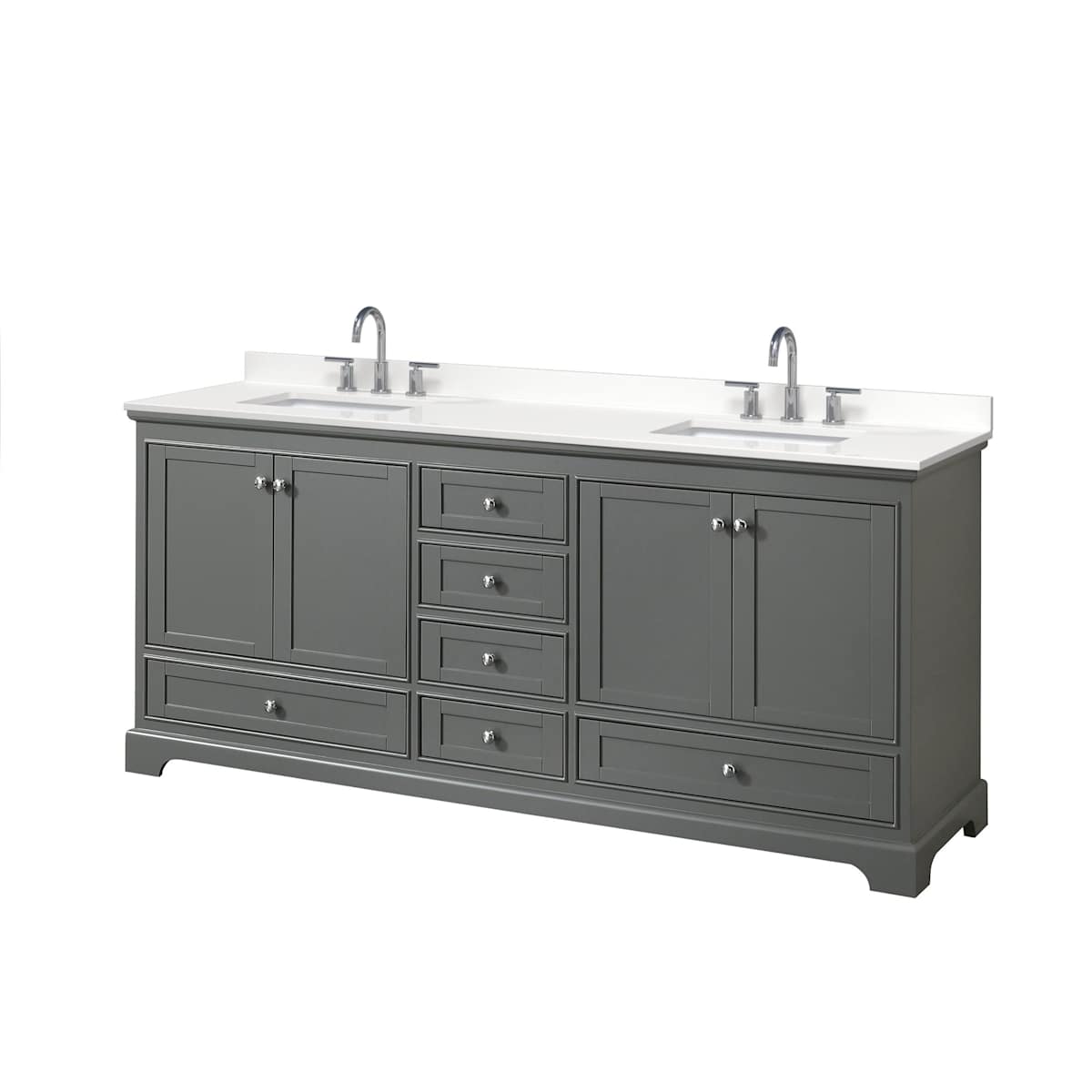 Deborah 80" Free Standing Double Basin Vanity Set with Cabinet and Quartz Vanity Top