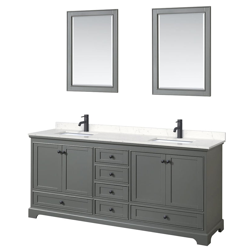 Deborah 80" Free Standing Double Basin Vanity Set with Cultured Marble Vanity Top and Framed Mirror - image 2