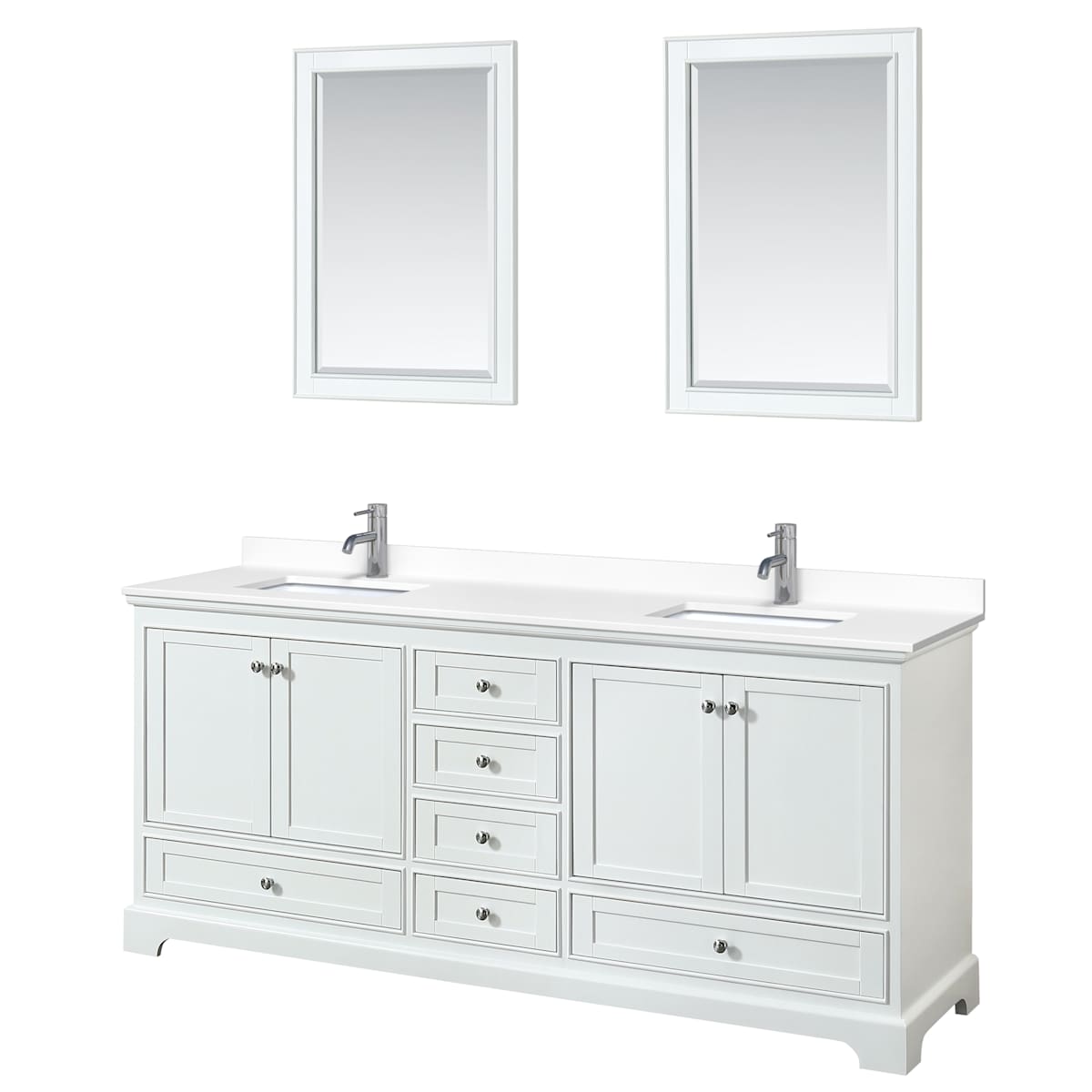 Deborah 80" Free Standing Double Basin Vanity Set with Cultured Marble Vanity Top and Framed Mirror