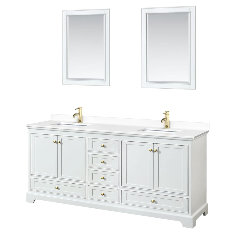 Deborah 80" Free Standing Double Basin Vanity Set with Cultured Marble Vanity Top and Framed Mirror - image 12