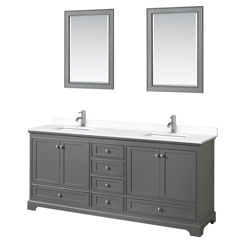 Deborah 80" Free Standing Double Basin Vanity Set with Cultured Marble Vanity Top and Framed Mirror - image 16