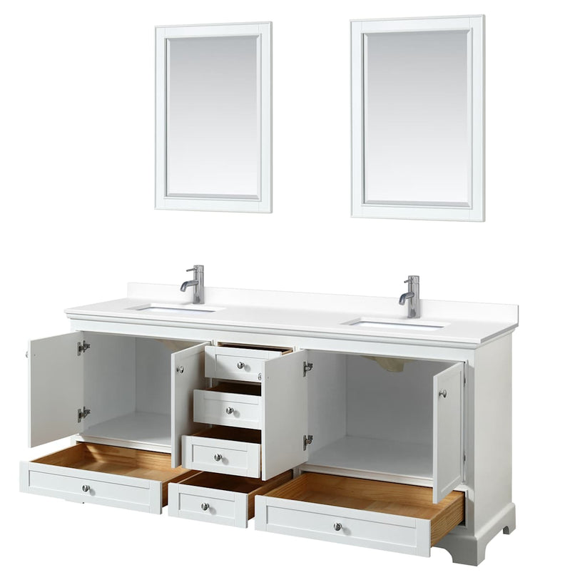 Deborah 80" Free Standing Double Basin Vanity Set with Cultured Marble Vanity Top and Framed Mirror - image 21