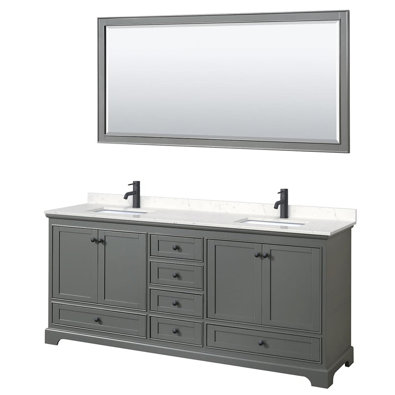 Deborah 80" Free Standing Double Basin Vanity Set with Cultured Marble Vanity Top and Framed Mirror - image 2