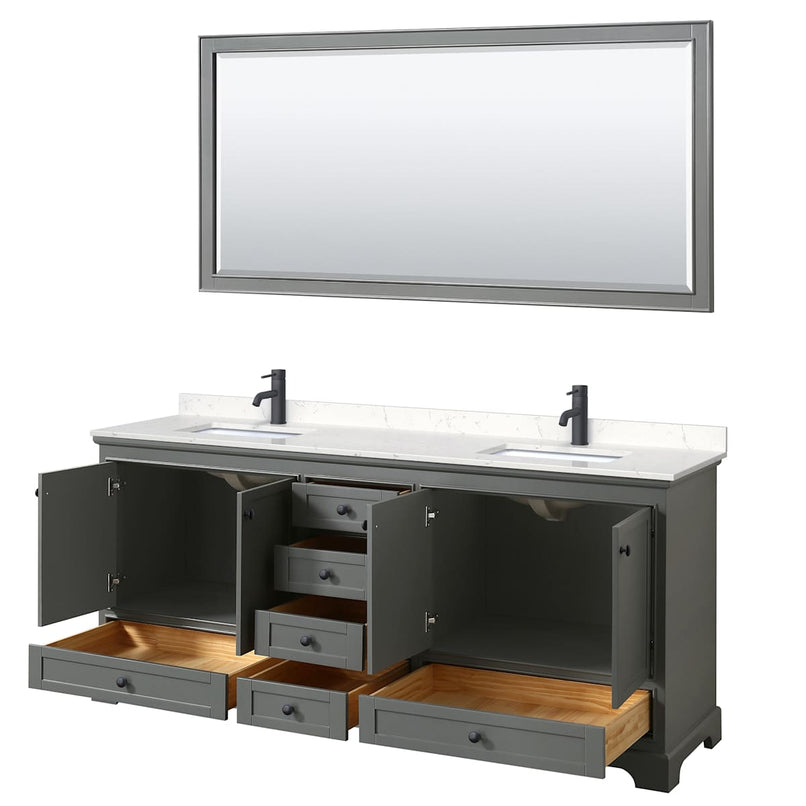 Deborah 80" Free Standing Double Basin Vanity Set with Cultured Marble Vanity Top and Framed Mirror - image 3