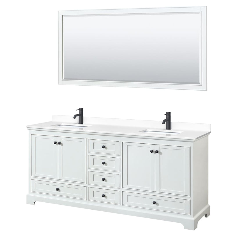 Deborah 80" Free Standing Double Basin Vanity Set with Cultured Marble Vanity Top and Framed Mirror - image 15