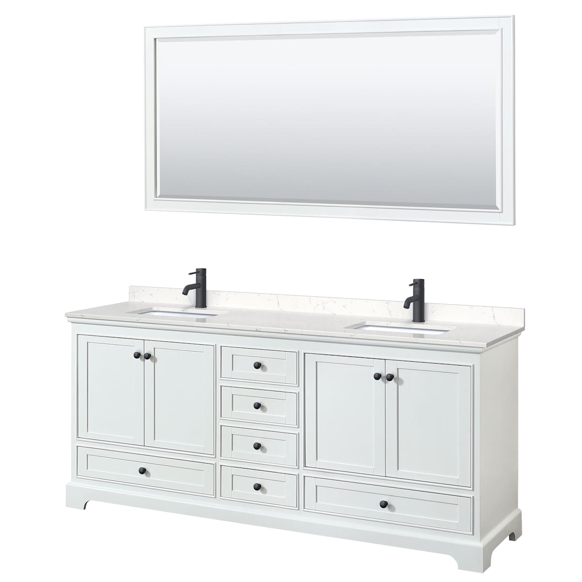 Deborah 80" Free Standing Double Basin Vanity Set with Cultured Marble Vanity Top and Framed Mirror - image 16