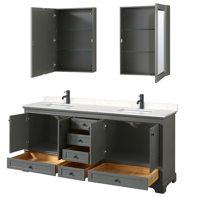 Deborah 80" Free Standing Double Basin Vanity Set with Cultured Marble Vanity Top and Framed Mirror - image 3
