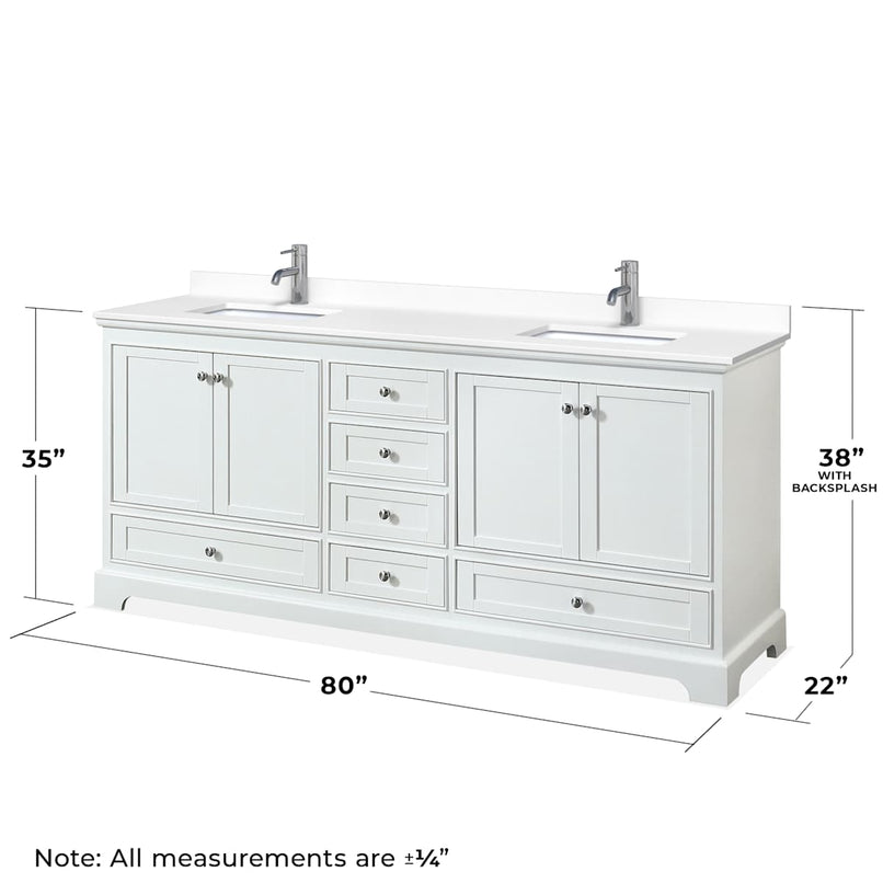 Deborah 80" Free Standing Double Basin Vanity Set with Cultured Marble Vanity Top and Framed Mirror - image 8