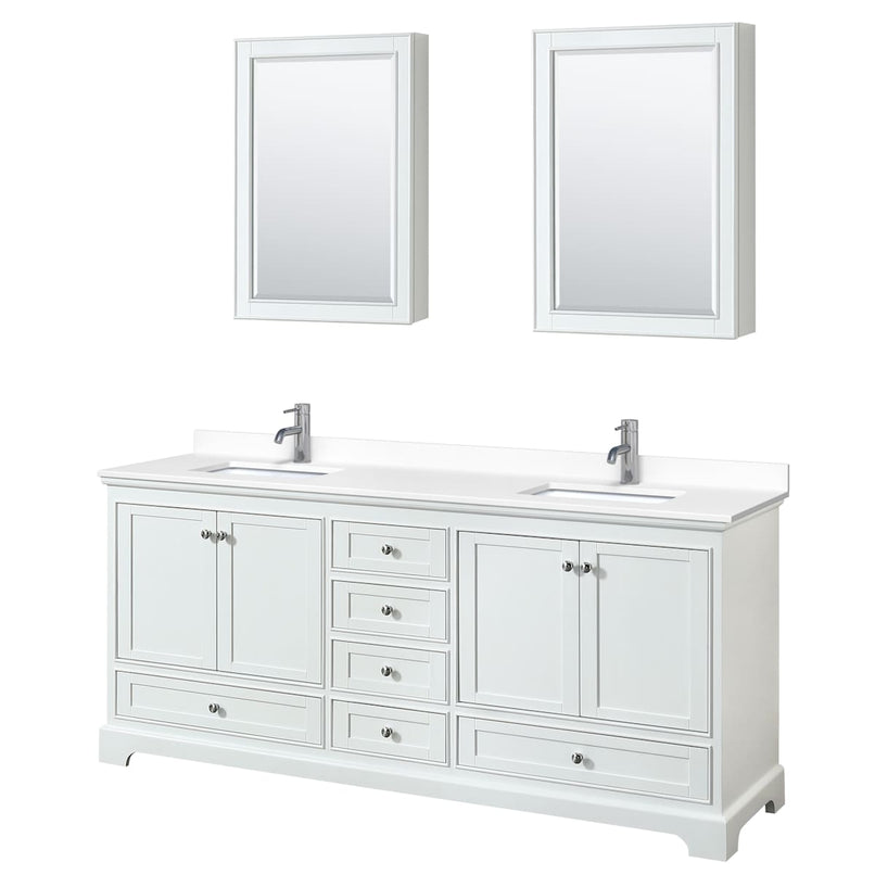 Deborah 80" Free Standing Double Basin Vanity Set with Cultured Marble Vanity Top and Framed Mirror - image 9