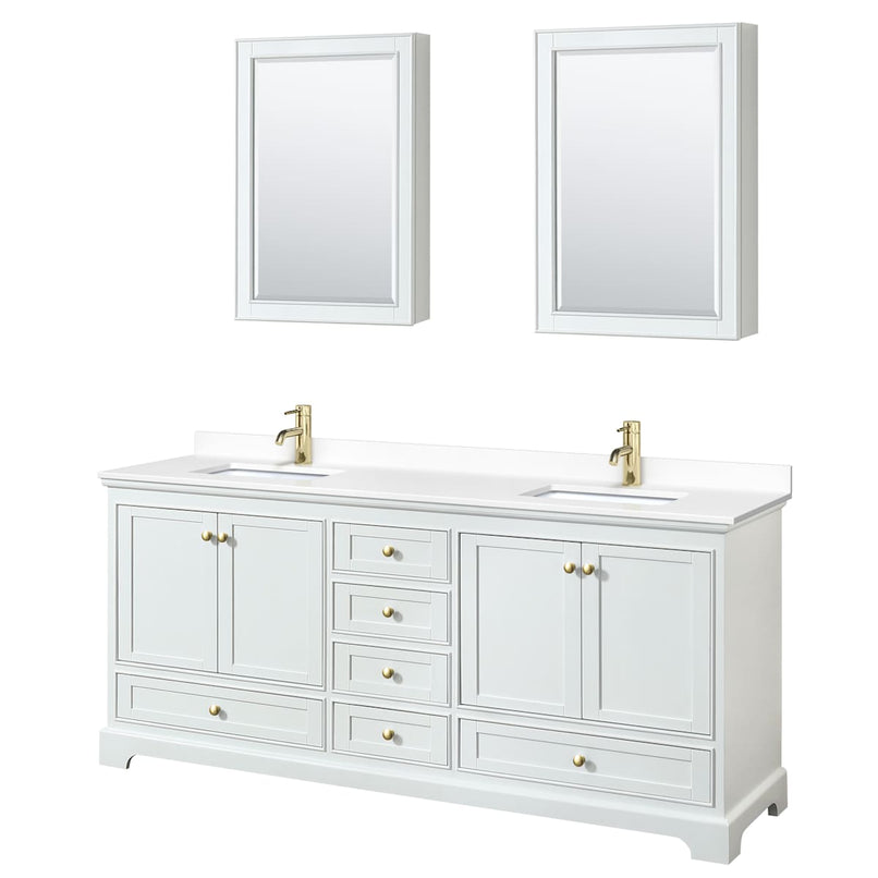 Deborah 80" Free Standing Double Basin Vanity Set with Cultured Marble Vanity Top and Framed Mirror - image 12
